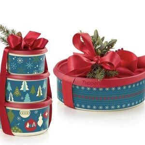 Tupperware Festive Blue and Red Holiday Containers